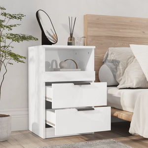 vidaXL Bedside Cabinets 2 pcs High Gloss White Engineered Wood