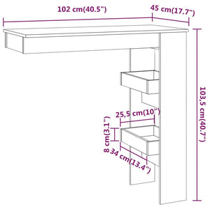 vidaXL Wall Bar Table Concrete Grey 102x45x103.5 cm Engineered Wood