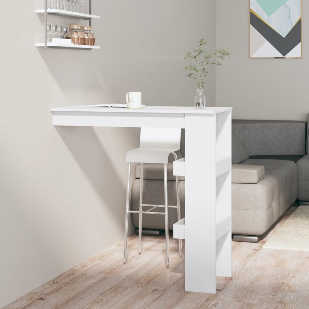 vidaXL Wall Bar Table High Gloss White 102x45x103.5 cm Engineered Wood