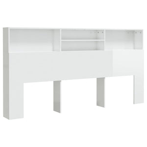 vidaXL Headboard Cabinet High Gloss White 200x19x103.5 cm