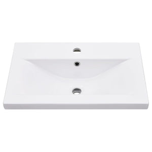 vidaXL Bathroom Washbasin Frame with Built-in Basin White Iron