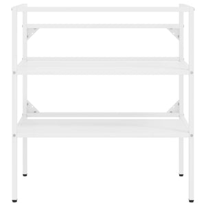 vidaXL Bathroom Washbasin Frame with Built-in Basin White Iron
