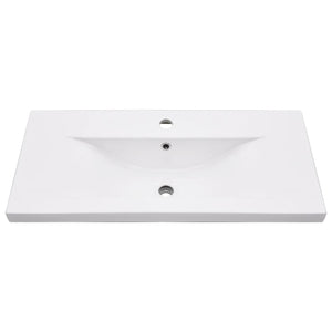 vidaXL Bathroom Washbasin Frame with Built-in Basin White Iron