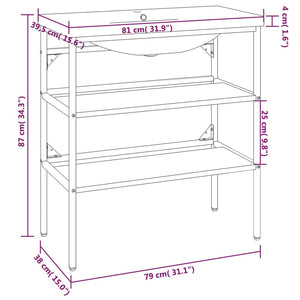 vidaXL Bathroom Washbasin Frame with Built-in Basin White Iron