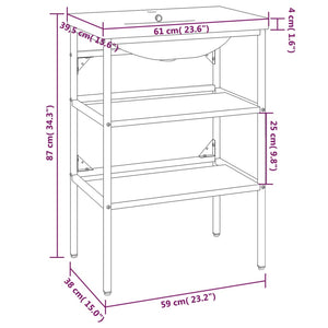 vidaXL Bathroom Washbasin Frame with Built-in Basin Black Iron