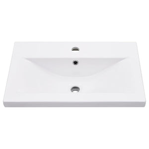 vidaXL Bathroom Washbasin Frame with Built-in Basin White Iron