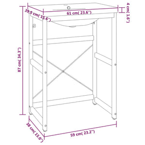 vidaXL Bathroom Washbasin Frame with Built-in Basin White Iron