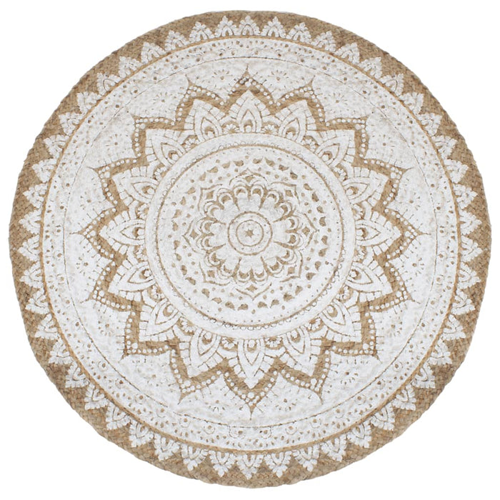 vidaXL Area Rug Braided Jute Printed 210 cm Round