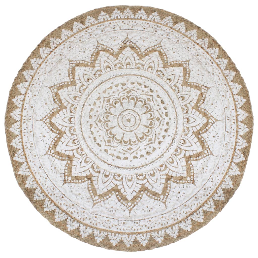 vidaXL Area Rug Braided Jute Printed 240 cm Round