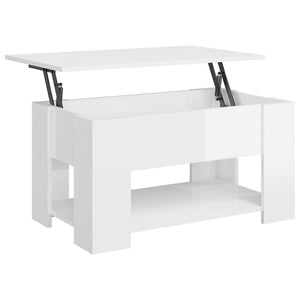 vidaXL Coffee Table High Gloss White 79x49x41 cm Engineered Wood