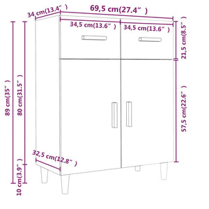 vidaXL Sideboard White 69.5x34x89 cm Engineered Wood