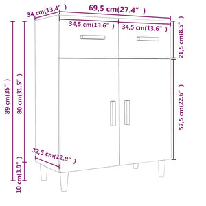 vidaXL Sideboard High Gloss White 69.5x34x90 cm Engineered Wood