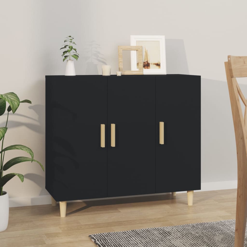 vidaXL Sideboard Black 90x34x80 cm Engineered Wood