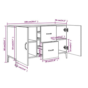 vidaXL Sideboard High Gloss White 100x36x60 cm Engineered Wood