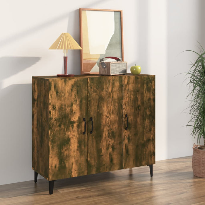 vidaXL Sideboard Smoked Oak 90x34x80 cm Engineered Wood