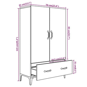 vidaXL Highboard Grey Sonoma 70x31x115 cm Engineered Wood