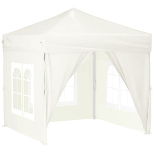 vidaXL Folding Party Tent with Sidewalls Cream 2x2 m