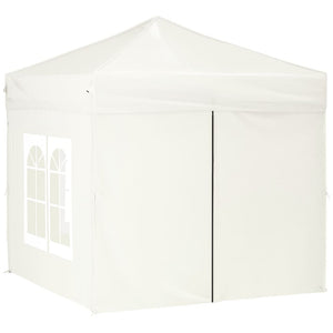 vidaXL Folding Party Tent with Sidewalls Cream 2x2 m