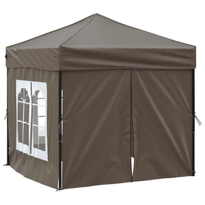 vidaXL Folding Party Tent with Sidewalls Taupe 2x2 m