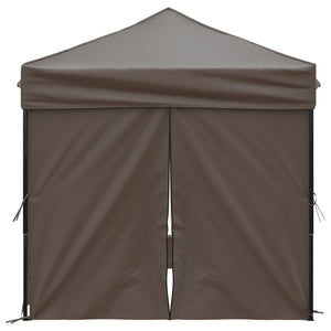 vidaXL Folding Party Tent with Sidewalls Taupe 2x2 m