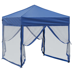 vidaXL Folding Party Tent with Sidewalls Blue 2x2 m