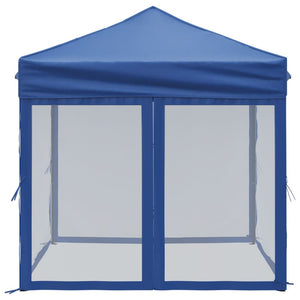 vidaXL Folding Party Tent with Sidewalls Blue 2x2 m