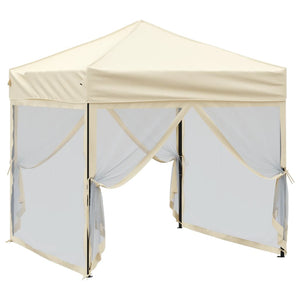 vidaXL Folding Party Tent with Sidewalls Cream 2x2 m