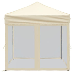 vidaXL Folding Party Tent with Sidewalls Cream 2x2 m