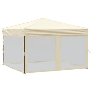 vidaXL Folding Party Tent with Sidewalls Cream 3x3 m