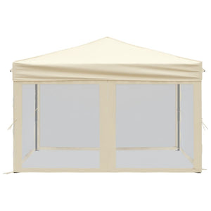 vidaXL Folding Party Tent with Sidewalls Cream 3x3 m