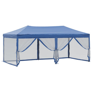 vidaXL Folding Party Tent with Sidewalls Blue 3x6 m