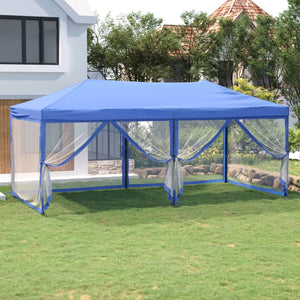 vidaXL Folding Party Tent with Sidewalls Blue 3x6 m