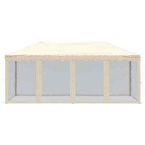 vidaXL Folding Party Tent with Sidewalls Cream 3x6 m