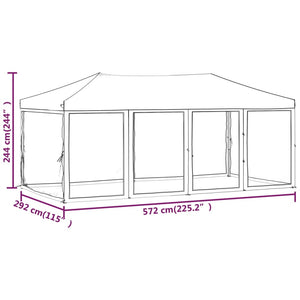 vidaXL Folding Party Tent with Sidewalls White 3x6 m