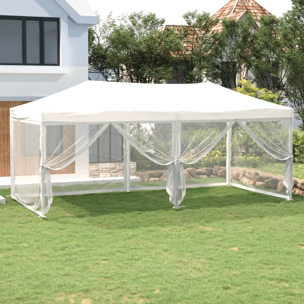 vidaXL Folding Party Tent with Sidewalls White 3x6 m