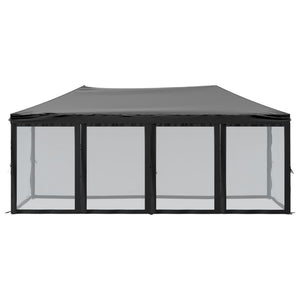 vidaXL Folding Party Tent with Sidewalls Black 3x6 m