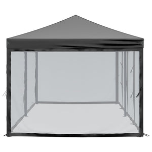 vidaXL Folding Party Tent with Sidewalls Black 3x6 m