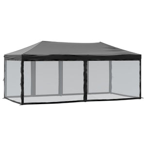 vidaXL Folding Party Tent with Sidewalls Black 3x6 m