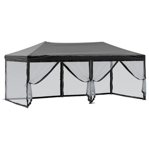 vidaXL Folding Party Tent with Sidewalls Black 3x6 m