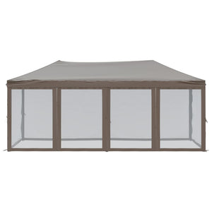 vidaXL Folding Party Tent with Sidewalls Taupe 3x6 m