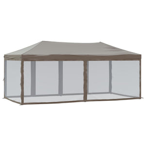 vidaXL Folding Party Tent with Sidewalls Taupe 3x6 m