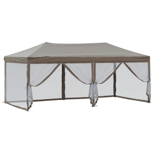 vidaXL Folding Party Tent with Sidewalls Taupe 3x6 m