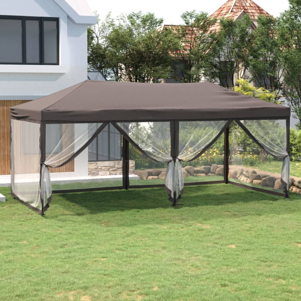 vidaXL Folding Party Tent with Sidewalls Taupe 3x6 m