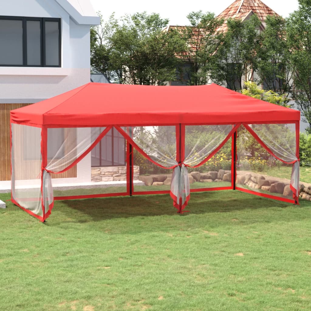 vidaXL Folding Party Tent with Sidewalls Red 3x6 m