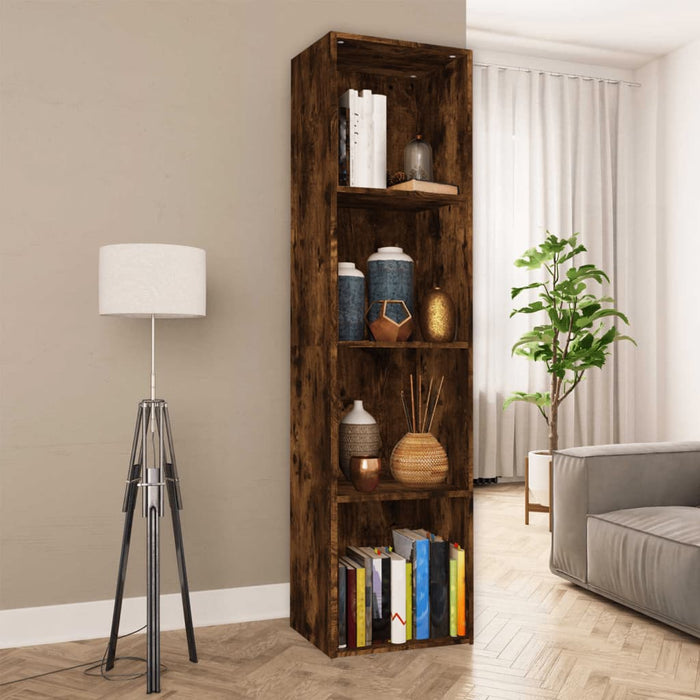 vidaXL Book Cabinet/TV Cabinet Smoked Oak 36x30x143 cm Engineered Wood