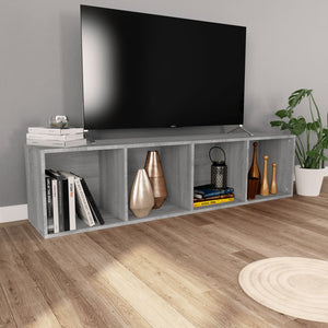 vidaXL Book Cabinet/TV Cabinet Grey Sonoma 36x30x143 cm Engineered Wood