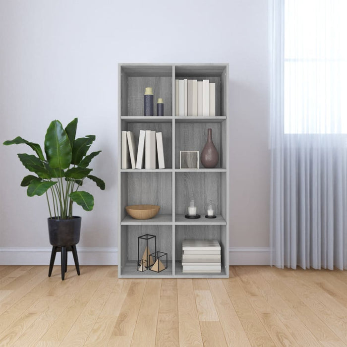 vidaXL Book Cabinet/Sideboard Grey Sonoma 66x30x130 cm Engineered Wood