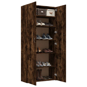 vidaXL Shoe Cabinet Smoked Oak 80x35.5x180 cm Engineered Wood