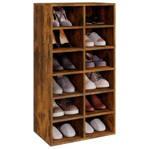 vidaXL Shoe Rack Smoked Oak 54x34x100.5 cm Engineered Wood