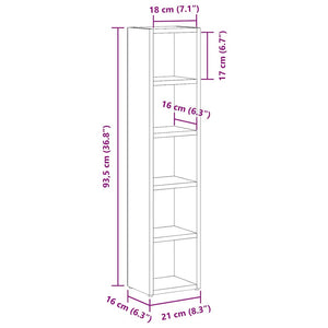 vidaXL CD Cabinets 2 pcs Grey Sonoma 21x16x93.5 cm Engineered Wood